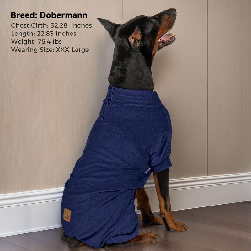cyeollo Store Dog Pajamas for Medium Large Dogs Stretchable Pjs Soft Thermal Pet Onesie Jumpsuit Winter Dog Clothes for Dogs, Navy XXL - Image 4